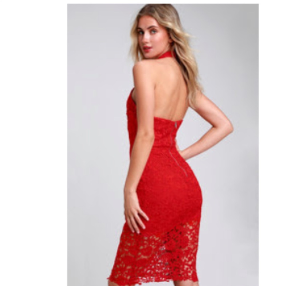 Red lace halter Mini